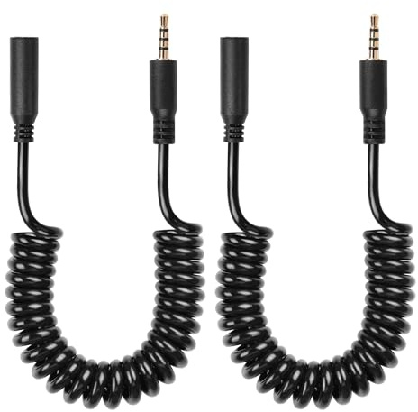 CERRXIAN 2.5mm Audio Cable, 2.5mm TRRS 4-Pole Male to Female Stereo Audio Aux Coiled Cord for Camcorder, Camera,Camera Remote,Headphone,IR Blaster & IR Emitter - 3ft (M to F)