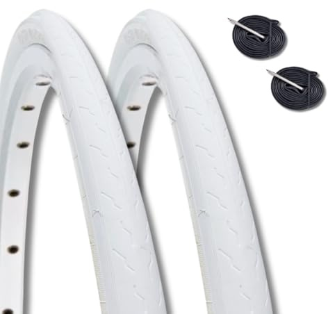 2 överdrag 700 x 23 C (23–622) + 2 rum med vit fransk ventil för racingcykel BDC SINGLESPEED (VALVOLA FRANSKA PRESTA, 48 mm)
