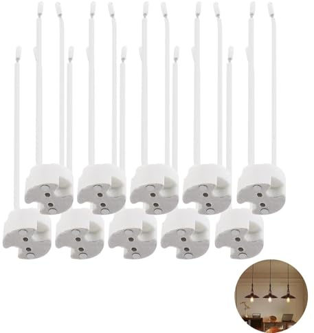 10PCS MR16 GU5.3 Lamp Holder, MR11 G4 Lamp Holder Sockets Led Bulb Base Ceramic Body Lamp Bi-Pin Base Wire Connector Socket Adapter with 90MM Lead for Halogen LED Lamps Lights and Ceiling Lighting