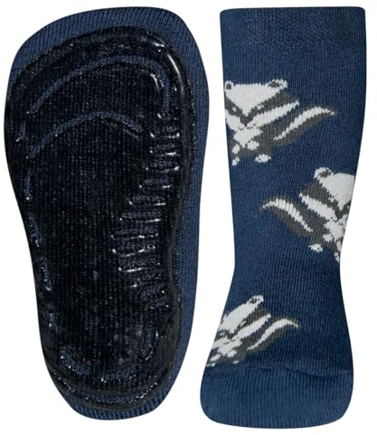 EWERS Stopper Socks Badger Socks with Non-Slip Sole for Boys, Non-Slip Socks with Rubber Sole, Made in Germany, 1 Pair of Non-Slip Children's Socks for Boys, Size 27-28, navy, 27-28