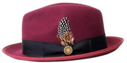 UxicRuya Fedora-Hut, Panama-Kleid, Fedora-Hut für lässige/formelle Cosplay-Bühnenauftritte, Rot