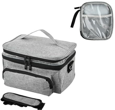 Dokeno Doppellagige Medizinische Tasche mit Mini-Tasche, Leer Erste-Hilfe-Aufbewahrungstasche für Zuhause und Reisen, Verstellbarer Schultergurt, Große Kapazität Medizin Organizer Tasche mit Fächern