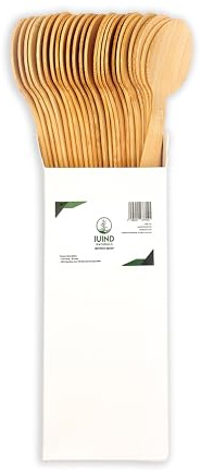 IUIND NATURALS Bambuslöffel, umweltfreundliches Einwegbesteck, 25 Stück, biologisch abbaubare Partyutensilien