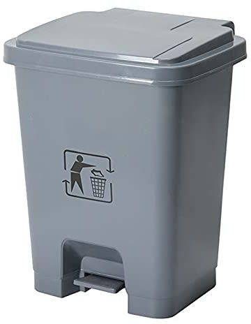 RAABYU Bote de Basura para el hogar, Bote de Basura con Pedal, contenedor de Basura para Exteriores e Interiores, Bote de Basura de plástico Gris de 4,5 galones
