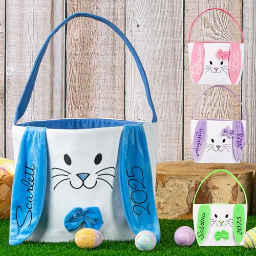 Personalisierte Osterkörbchen - Monogrammiert mit Namen,Osterkorb Kinder,Ostereierjagd Körbe,Benutzerdefinierte Ostern Tasche,Ostern Geschenk für Jungen Mädchen