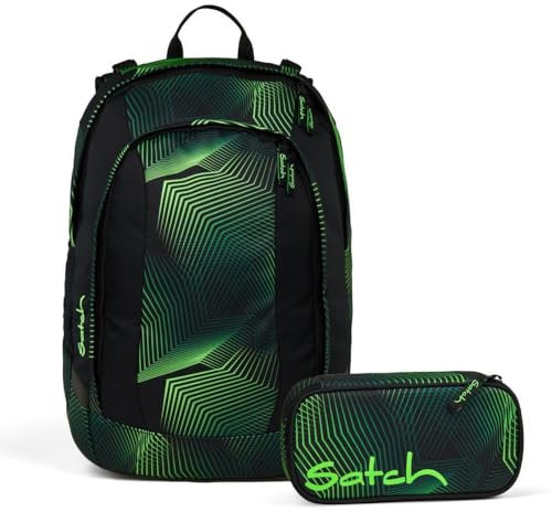 Satch Air Schulrucksack Set 2tlg. inkl. Schlamperbox (Seismic Green)