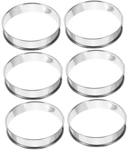 PHENOFICE 6 Stück Edelstahl Runde Stanzformen Kochen Muffinring Backring Muffin Kochring Küchenteile Bäcker Tortenring Backen Metallringe Muffinzubehör Tortenring Runder Tortenring