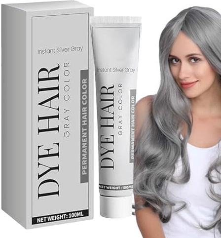 per capelli grigi, colore dei capelli temporanei, tintura per capelli metallici d'argento, facile da usare e di lunga durata, funzione nutriente, 100 ml per donne, uomini