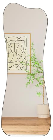 Muzilife Specchio asimmetrico a tutta lunghezza, 160 x 60 cm, senza cornice, grande specchio da parete irregolare con pannello posteriore in MDF, decorazione per soggiorno, corridoio, ingresso, parete