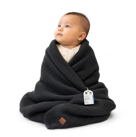 Little Dedi Baby Soft Knitted Blanket - Soft & Breathable - Oeko-Tex Certified - Lightweight & Cuddly - Perfect for Newborns, Toddlers, Cot, Pram & Baby Room (Graphite)
