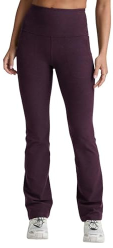 Beyond Yoga Women's Spacedye High Waisted Practice Pocket Bootcut Pant, Eggplant Purple Heather, Medium