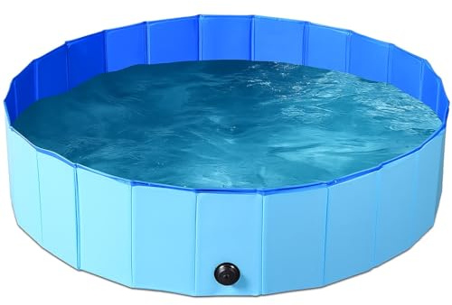 BPS Piscina Plegable para Mascotas Perros 80×20 cm Bañera Portátil de PVC Resistente con Drenaje Ideal para Mascotas BPS-15900