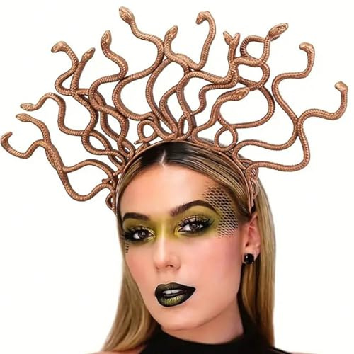 Jascatin Schlange Kopfschmuck Medusa Stirnband Gold Griechische Göttin Kopfschmuck Halloween Cosplay Kostüm Maskerade Zubehör für Party