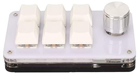 Acouto 6 Teclas de Tecla con Perilla RGB de Conexión con Cableado de Interruptor de Azul Claro y Reproducción de Keypad Mecánico de una Mano de Bricolaje (White)