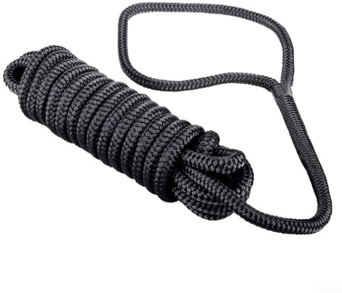 Oniissy Cuerda de amarre para muelle de barco, cuerda marina de nailon doble para líneas de anclaje y aparejo para – 5/8 pulgadas 6 m, 1/2 pulgada 4,5 m, 3/8 pulgadas 4,5 m para – negro (5/8 pulgadas)