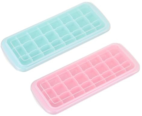 Toyvian Moldes para Hielo de Silicona con Tapa 2 Unidades Resistentes a Bajas Temperaturas Aptos para Alimentos Bandejas para Cubitos de Hielo Caseras Ideales para Helados y