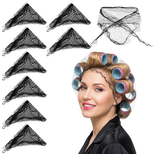 8Pcs Hair Net for Rollers Triangular Wig Cap for Women Thick Long Hair Caps Adjustable Mesh Braided Weaving Snood Caps for Sleeping Shower Hairs Protection
