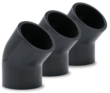 Baumaxxe 3x PVC Winkel 50mm - Klebemuffe 45 Grad Fitting - 16 Bar - bm071