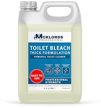 McKLords Professional - Toilet Bleach - Thick Clinging Antibacterial Toilet Cleaning Liquid for Urine Stains & Washroom Hygiene 2.5L