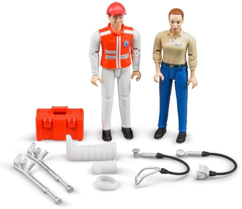 bruder 62710 - Bworld Set Rettungsdienst, Sanitäter, Patient & Zubehör - 1:16 Arzt, Krankenwagen, Spielfigur, Mensch, Spielzeug