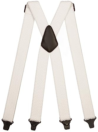 Olata slitstarka X-form flygplatshängslen med plastklämmor, 4 cm - Vit