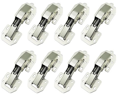 LIKERIANY Aufschraubscharnier mit Dämpfer 90 Grad Scharnier 114x44 Ohne Topfbohrung für Eckanschlag und Innenanschlag Tür Scharniere Küchenschrank Kleiderschrank Leichte Schranktür Möbel 8 Stück