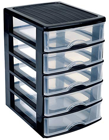 PLASTIC FORTE, Cajonera sobremesa, Negro, 5 Cajones