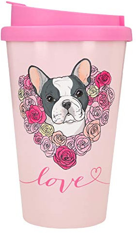 Depesche 2180.005 to-Go Plastic Mug with Slogan 350 ml Love with French Bulldog