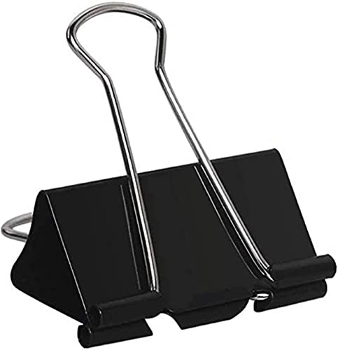 Clip per raccoglitori extra large, 5,1 cm, confezione da 24 morsetti grandi in metallo, colore: nero (5,1 cm)