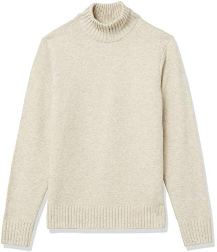 Amazon Essentials Men's Långärmad mjuk tröja med polokrage, Benvit, XS