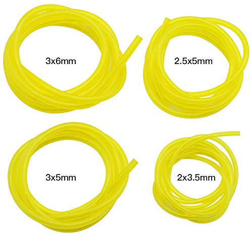 DXLing 4 Pièces Tuyaux d'Essence Longueur 1,5 m Universel Tuyau de Conduite de Carburant Outils de Jardin Jaune Transparent pour Souffleur Coupe-bordure Tronçonneuse Tondeuse à Gazon Accessoires