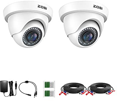 ZOSI 2Pack 2.0MP HD 1080P Security Cameras Kit, 80ft Night Vision, Indoor Outdoor Home CCTV Dome Cameras for 1080P/5MP/4K HD-TVI Analog DVR System