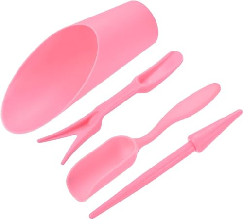 AKOAK Set da 4 pezzi Mini cucchiaio da giardino in plastica per piantare/trapiantare set di attrezzi da giardino in miniatura per la cura delle piante pala per la cura del suolo tazza secchio pala