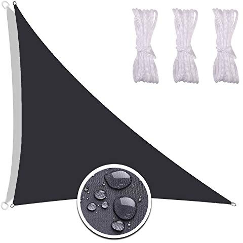 Redfire Toldo Vela Triangular 3X4X5M, Multifunción Toldo Resistente Solar Protección Varios Tamaños Incluyendo Cuerda de Sujeción para Barbacoa Negro