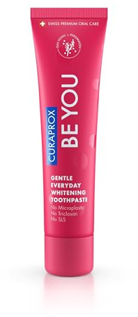 Curaprox Whitening Tandkräm – För frisk andedräkt och tandköttsvård | Enzymatisk formula, smak av gin tonic och persimon, röd, 60 ml | Vegansk, SLS-fri, fluorid 950 ppm, RDA 50 | Tillverkad i Schweiz