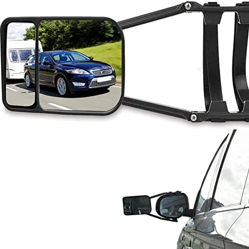Riloer Rétroviseur de remorquage de voiture Caravan Rétroviseurs extérieurs Extension de remorque Remorquage Rétroviseurs à double bras en verre (Lot de 1)