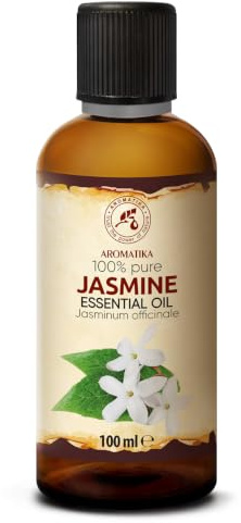 Ätherisches Jasminöl 100 ml - Reines Jasmin Öl - Duftöl Aromatherapie | Für Diffuser und Duftlampen; für Duftkerzen und Seifen; zur Raumbeduftung; Lufterfrischer; blumiger Duft; Aromatherapie