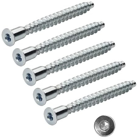TERF® 7.0 X 50mm Confirmat Screw 7.0 X 50mm Hex Allen Key Flat Head Socket Confirmat Screws Use for Flat Pack Wood Chipboard Furniture and Multi Purpose use in Furniture Industry - Pack of 50