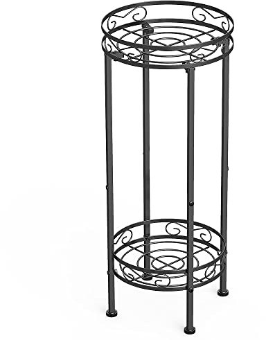 Mutool 2 Tier Tall Plant Stand, Metal Plant Stands Indoor 70x30cm, Flower Stand Flower Pot Display Stand for Garden Patio, Black