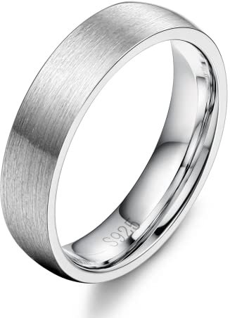Diamday 925 Sterling Silber Ring für Damen Herren Silber Gebürstet und Mattiert Ehering Schlicht Einfach Hochzeitsring Verlobungsring Trauringe Fingerring Comfort Fit 4mm 62