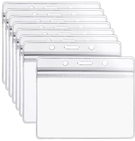 50 Stück Kartenhüllen Transparente Wasserdicht ID Ausweiskarte Kartenhülle Namensschilder für Business, Ausstellung, Büro, Schule und Kinder