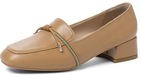 Mocassini da Donna con Tacco Largo, Pompe del Tallone Medio Square Toe Senza Chiusura Scarpe da Ufficio Casuale Quotidiana Scarpe, Numero 32-47