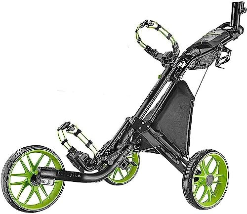 Golf Trolley Golf Push Cart 3 Rad Leichter Faltbarer Golf Trolley Eine Sekunde zum Öffnen und Schließen Faltwagen Zusammenklappbarer Wagen für Golfliebhaber