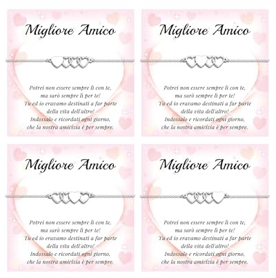 SUNSH 4 pcs Braccialetti Amicizia, Regalo Migliore Amica, Bracciale Bff, Regalo Migliore Amica Compleanno per Amiche/Femmine/Sorelle, Natale/Laurea/Compleanno