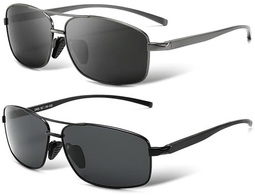 SUNGAIT Ultraleichte Rechteckig Sonnenbrille Herren Polarisierte UV400-Schutz SGT458QH-HH-DE