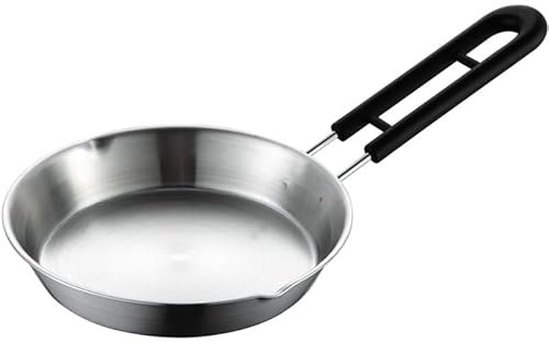 PRETYZOOM 16 cm mini estufa de acero inoxidable – estufa plana multifunción para cocinar huevos, calefacción de aceite y leche