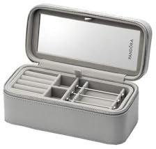 Pandora Kleine graue Schmuckbox aus Textil und Kunstfasern hergestellt, Maße: 20 x 8,5 x 10,1 cm, A012