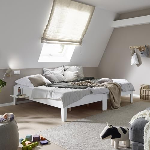 Ecolignum Familienbett Modena 270x200 Erle, Massivholzbett mit geölter Oberfläche, FSC & PEFC Zertifiziert, modernes Design, Bettgestell ohne Matratze & Lattenrost, Massiv Bett Familien-Bett Bed
