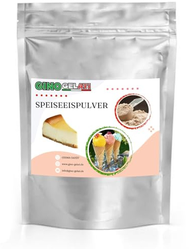 Gino Gelati Eis Speiseeis Pulver, vielfältige Geschmacksrichtungen, schnelle und einfache Zubereitung, Herstellung mit und ohne Maschine, natürliche Farbstoffe (333 g, Käsekuchen)