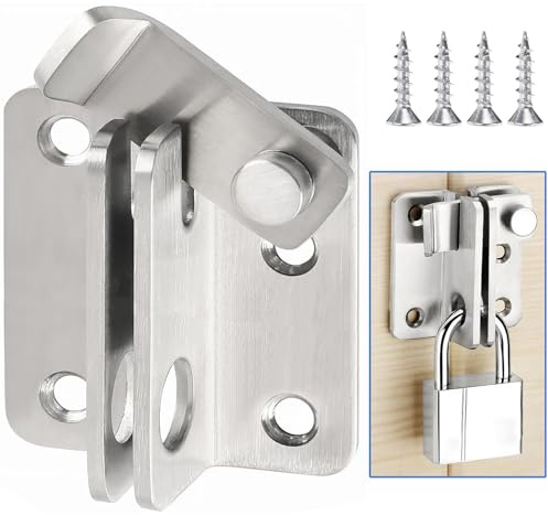 Litensh Verrou Porte Coulissante Serrure Volet Loquet Porte Verrou Portail à Bascule Boulon avec Vis pour Porte Fenêtre Placard et Jardin Acier Inoxydable (Argenté, Right Open L)